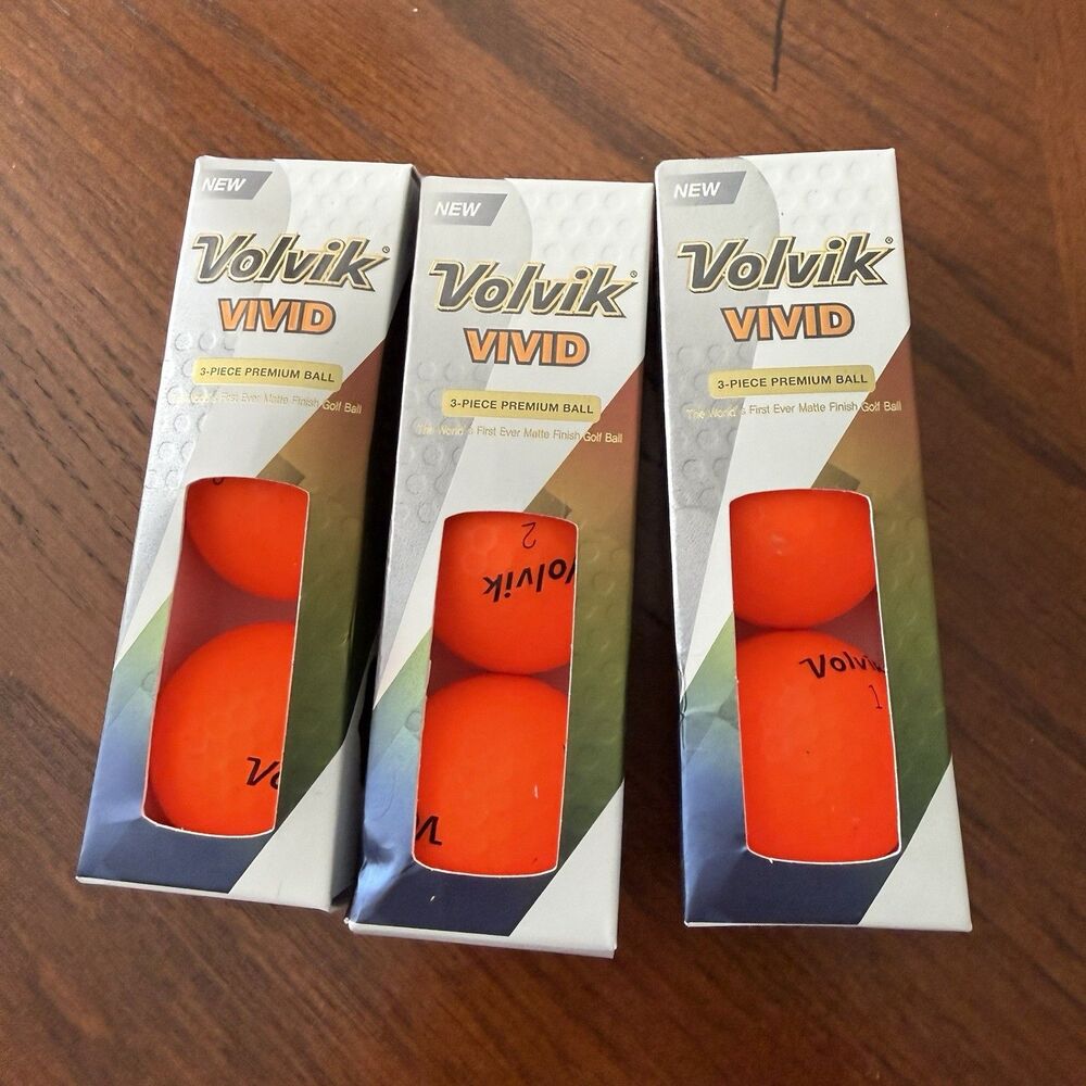Volvik Vivid (3) 3-Pack Golf Balls Neon Orange Matte Finish High-Visibility NEW